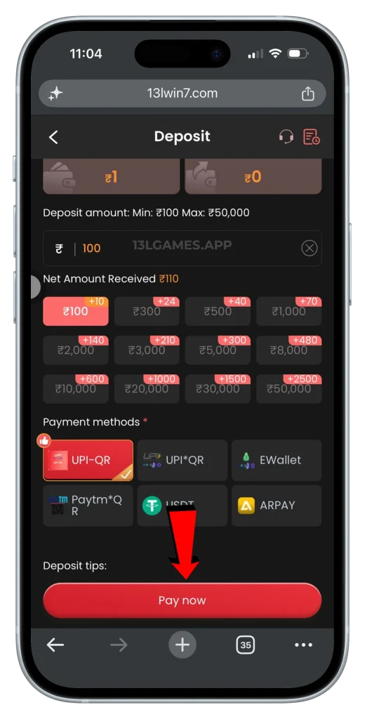 13lgame-deposit-page